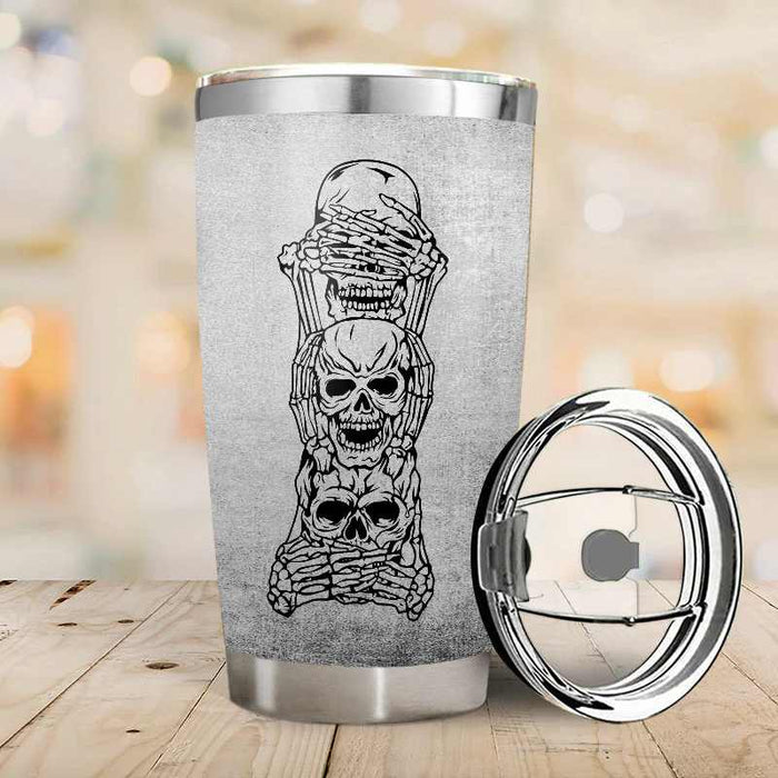 Stuck Beetween I Don't Care - Gift for yourself/friends - Personalised Skull Custom Tumbler