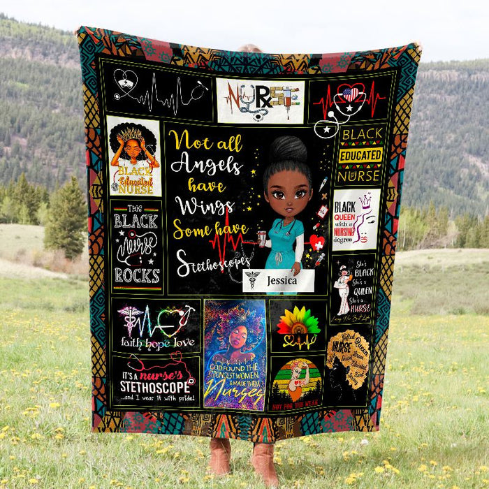 This Black Nurse Rocks - Gift for a Nurse - Personalized fleece/sherpa blanket