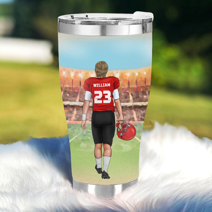 Work Hard, Play Smart - Gift for Football Player - Personalized Custom Tumbler