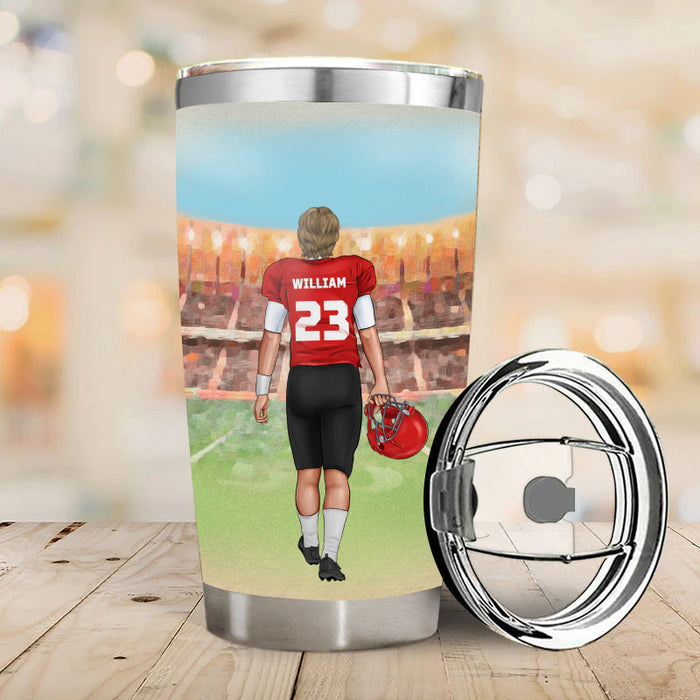 Work Hard, Play Smart - Gift for Football Player - Personalized Custom Tumbler