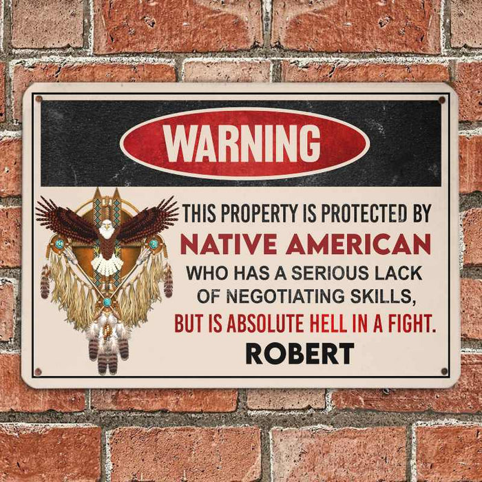 Absolute hell in a fight - Gift for yourself/friends - Personalised Native Custom Metal Sign