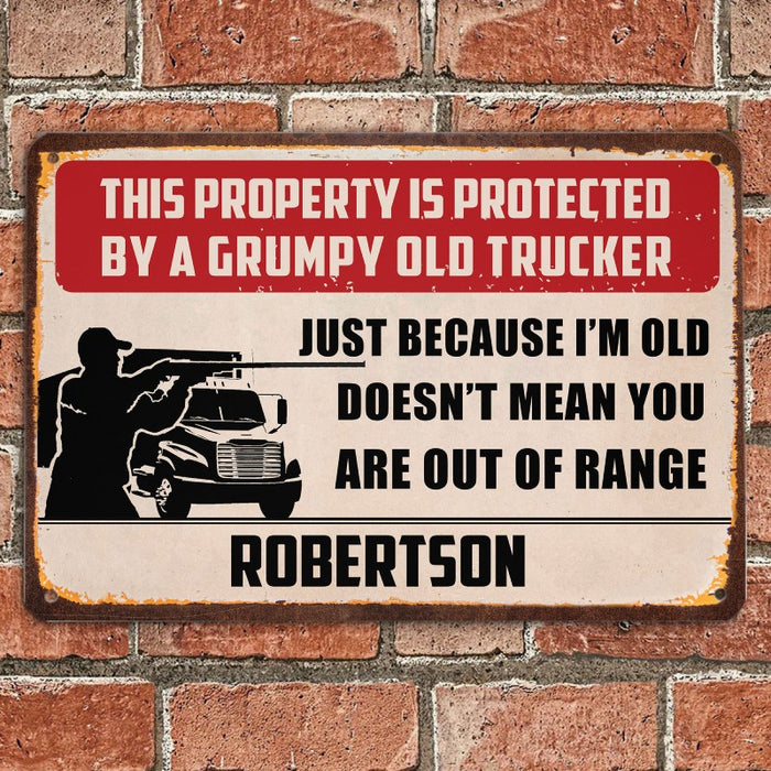 Out Of Range - Gift for a Trucker  - Personalized Custom Metal Sign