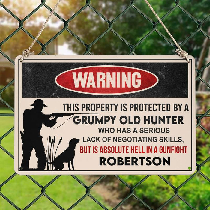 Grumpy Old Hunter - Gift for a Hunter - Personalized Custom Metal Sign
