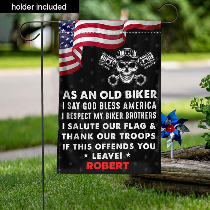 I Salute Our Flag - Gift for a Biker  - Personalized Custom Flag