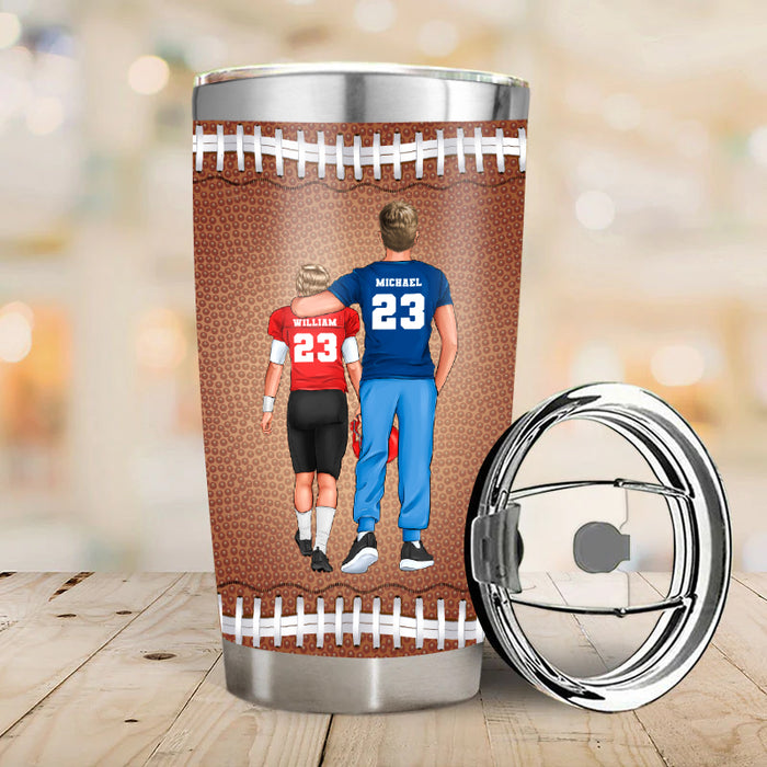 Dad And Football Player Son - Gift for Son - Personalized Custom Tumbler