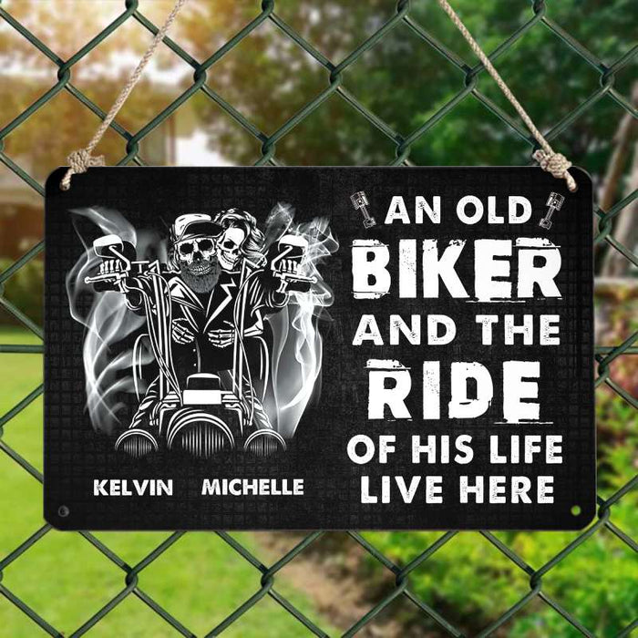 Biker and the ride of his life - Gift for a Biker  - Personalized Custom Metal Sign