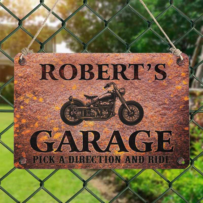 Pick A Direction And Ride - Gift for a Biker  - Personalized Custom Metal Sign