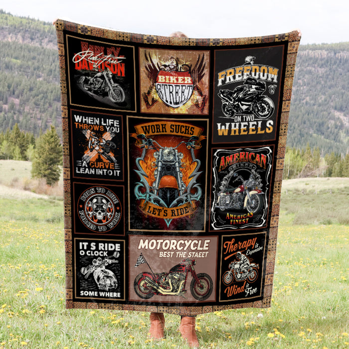 Freedom On Two Wheels - Gift for a Biker - Fleece / sherpa blanket