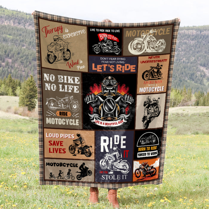 No bike no life - Gift for a Biker - Fleece / sherpa blanket