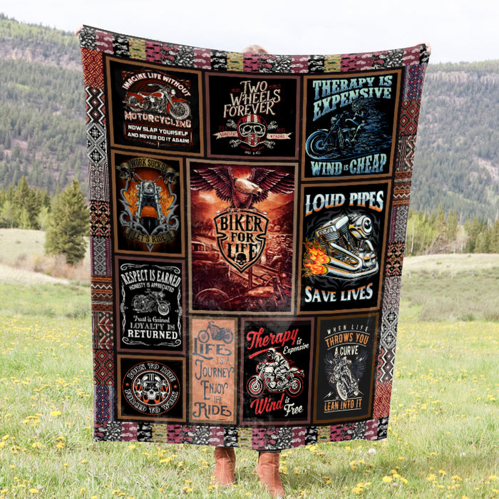 Biker For Life - Gift for a Biker - Fleece / sherpa blanket