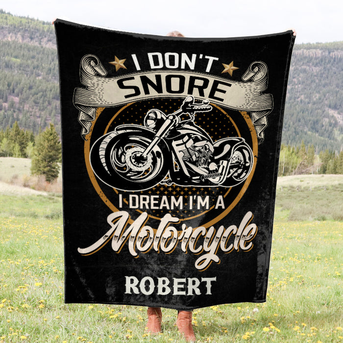 I Dream I'm A Motorcycle- Gift for a Biker - Personalized fleece/sherpa blanket