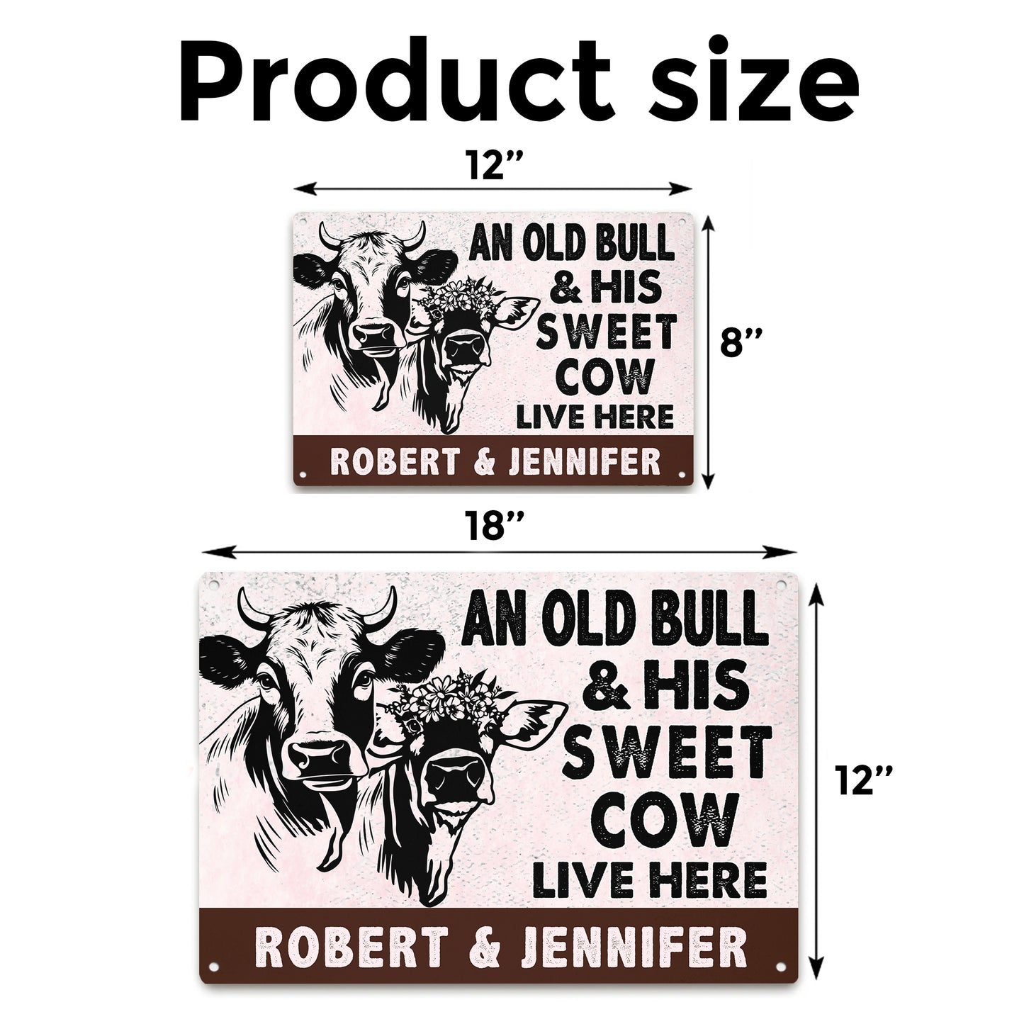 An Old Bull & His Sweet Cow - Gift for Farmer - Personalised Custom Metal Sign