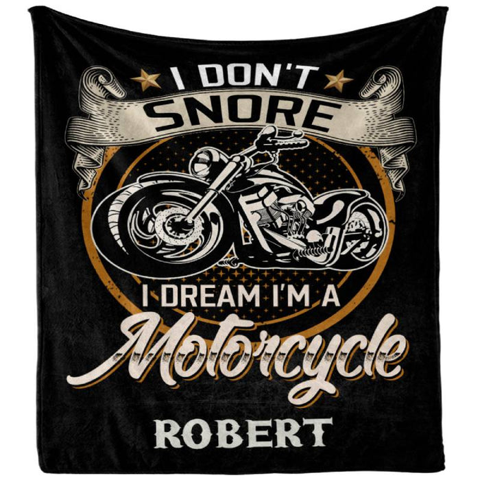 I Dream I'm A Motorcycle- Gift for a Biker - Personalized fleece/sherpa blanket