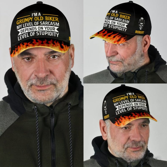 My Level Of Sarcasm - Gift for a Biker  - Personalized Cap