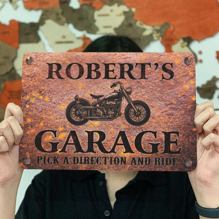 Pick A Direction And Ride - Gift for a Biker  - Personalized Custom Metal Sign