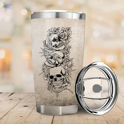 Stuck Between I Don't Know - Gift for yourself/friends - Personalized Skull Custom Tumbler