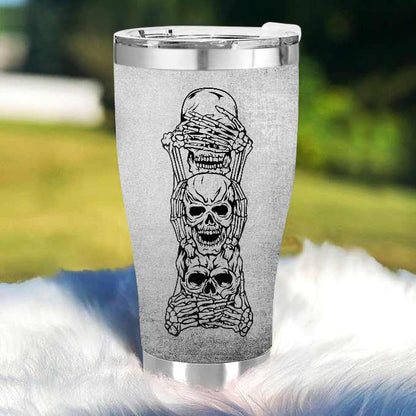 Stuck Beetween I Don't Care - Gift for yourself/friends - Personalised Skull Custom Tumbler