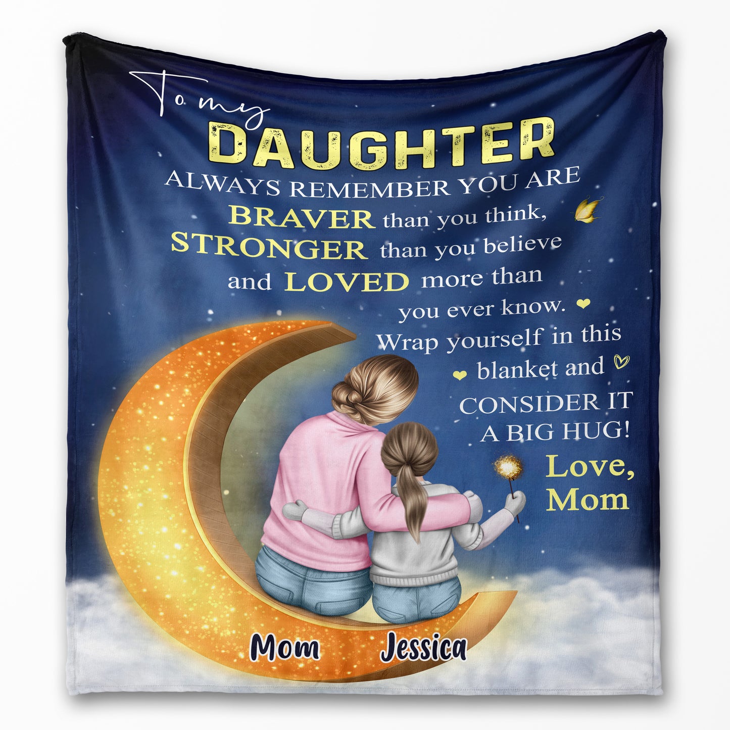 Love you to the moon and back –  Gift for son/daughter – Personalized fleece/sherpa blanket