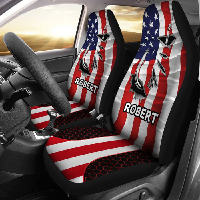 Personalized Car Seat Covers - Fish Flag (2pcs, universal fit)