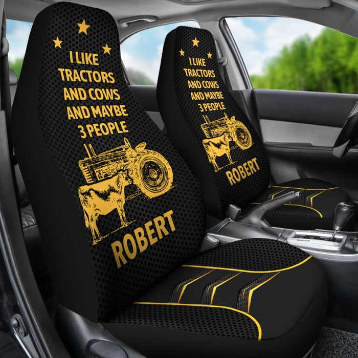 Personalized Car Seat Covers - I Like Tractors And Cows (2pcs, universal fit)