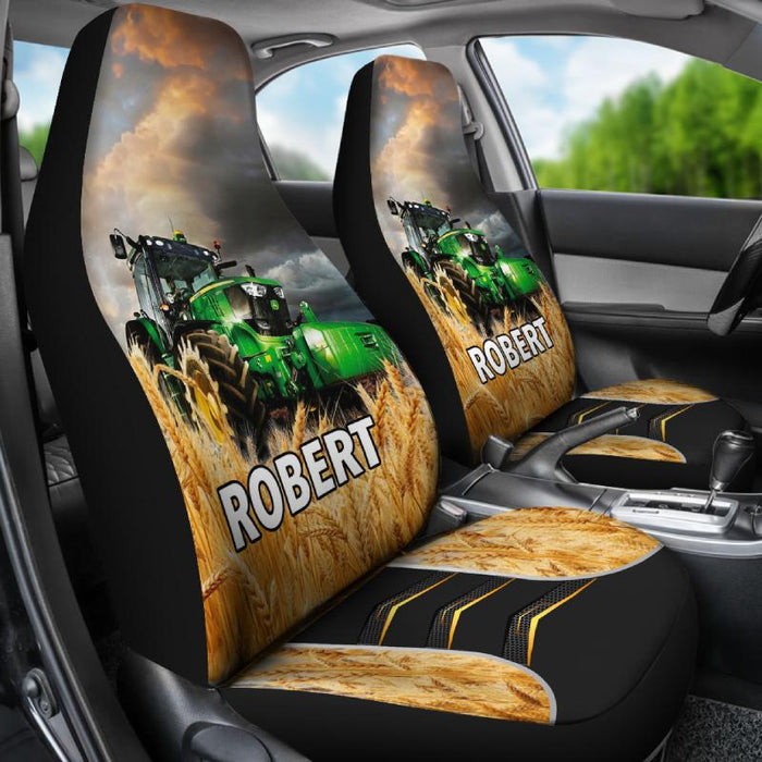 Personalized Car Seat Covers - Tractor In The Field (2pcs, universal fit)