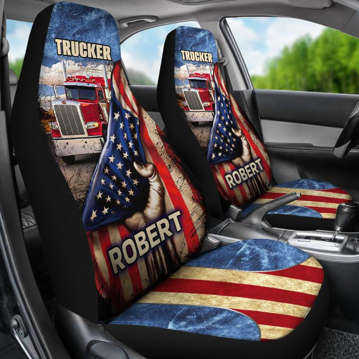 Personalized Car Seat Covers - American Flag (2pcs, universal fit)