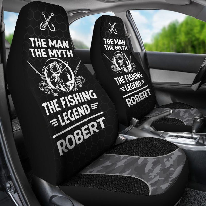 Personalized Car Seat Covers - The Fishing Legend (2pcs, universal fit)
