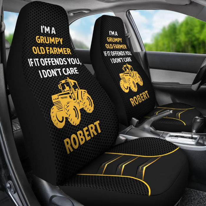 Personalized Car Seat Covers - I Don't Care (2pcs, universal fit)