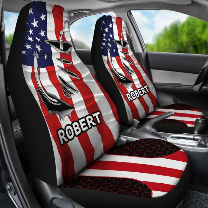 Personalized Car Seat Covers - Fish Flag (2pcs, universal fit)