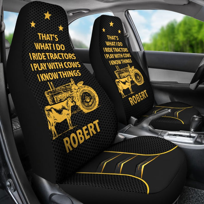 Personalized Car Seat Covers - I Ride Tractors (2pcs, universal fit)