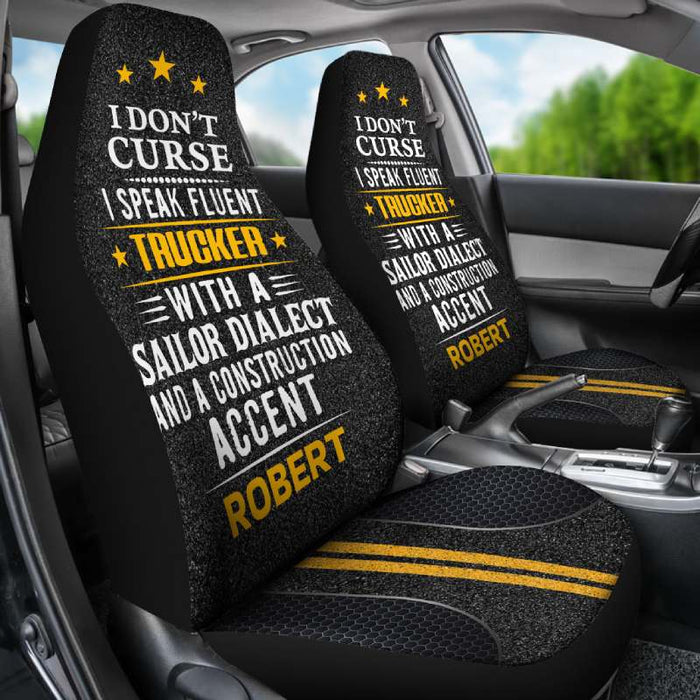 Personalized Car Seat Covers - I Speak Fluent (2pcs, universal fit)