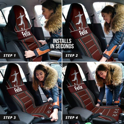 Personalized Car Seat Covers - Football (2pcs, universal fit)