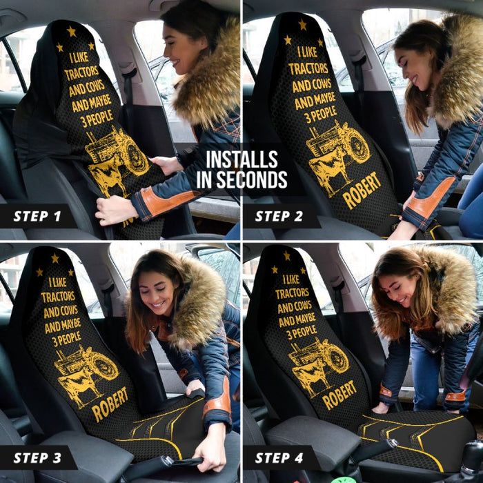 Personalized Car Seat Covers - I Like Tractors And Cows (2pcs, universal fit)