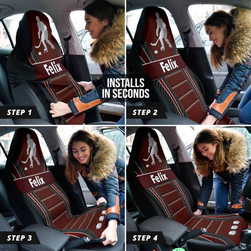 Personalized Car Seat Covers - Hockey (2pcs, universal fit)