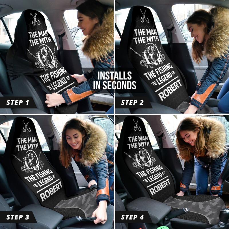 Personalized Car Seat Covers - The Fishing Legend (2pcs, universal fit)