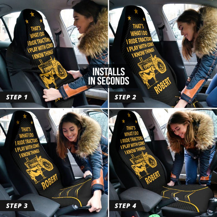 Personalized Car Seat Covers - I Ride Tractors (2pcs, universal fit)