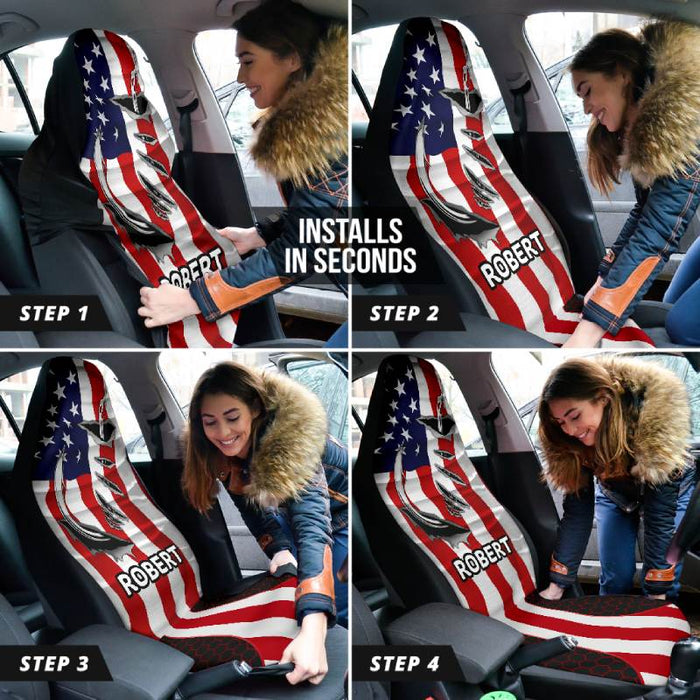 Personalized Car Seat Covers - Fish Flag (2pcs, universal fit)