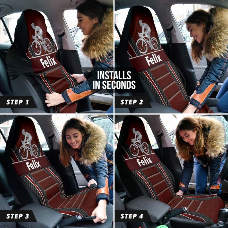 Personalized Car Seat Covers - Cycling (2pcs, universal fit)