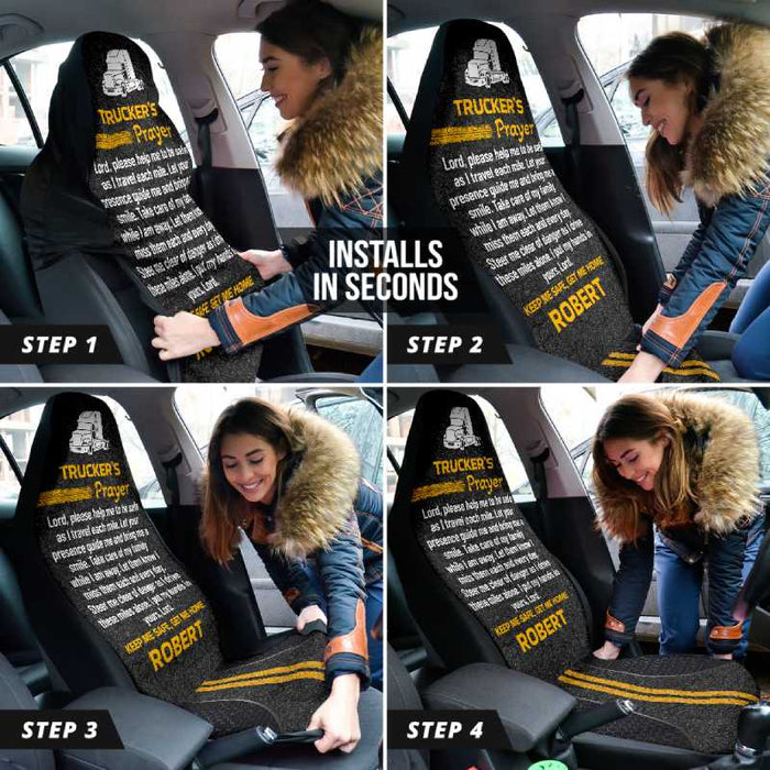 Personalized Car Seat Covers - Trucker's Prayer (2pcs, universal fit)