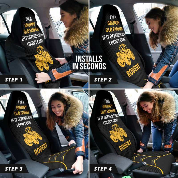 Personalized Car Seat Covers - I Don't Care (2pcs, universal fit)