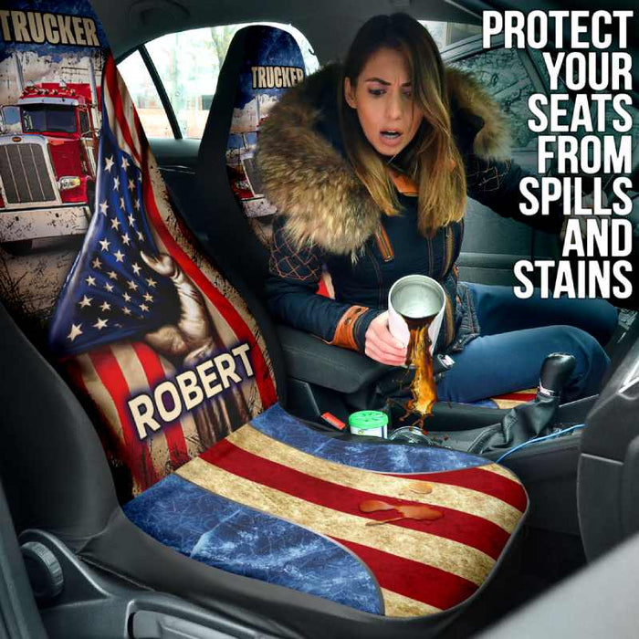 Personalized Car Seat Covers - American Flag (2pcs, universal fit)