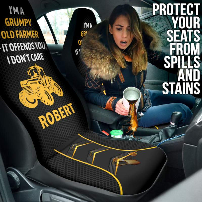 Personalized Car Seat Covers - I Don't Care (2pcs, universal fit)