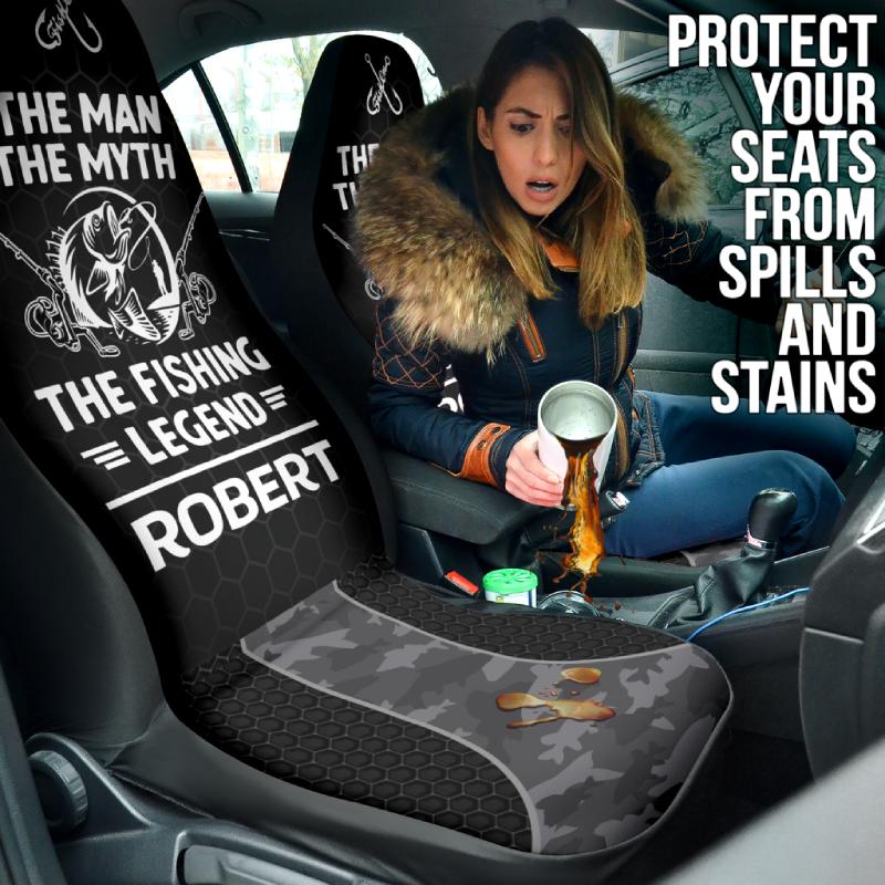 Personalized Car Seat Covers - The Fishing Legend (2pcs, universal fit)