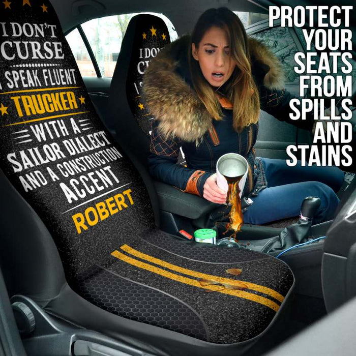 Personalized Car Seat Covers - I Speak Fluent (2pcs, universal fit)