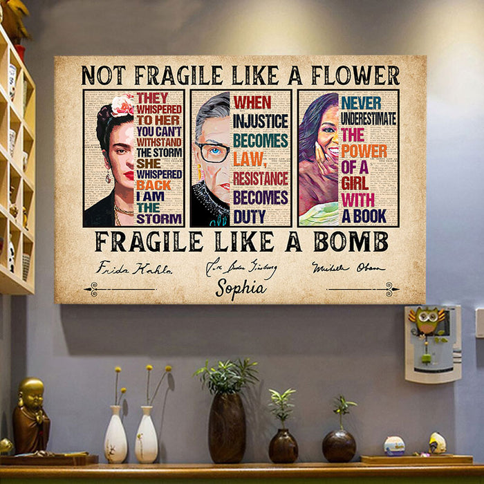 Personalized Poster / Framed Poster / Canvas For Women - Not Fragile Like a Flower