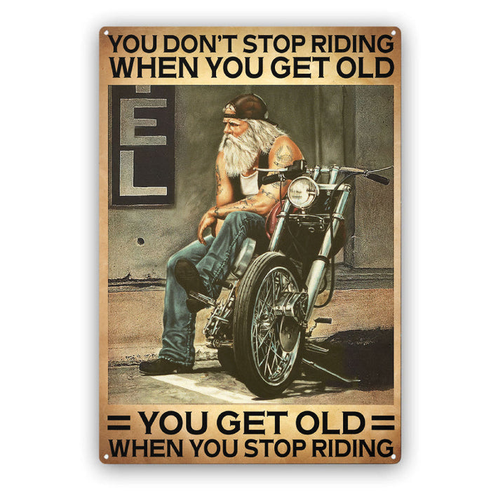 Metal Sign For Biker - Don't Stop Riding - 8x12 inches