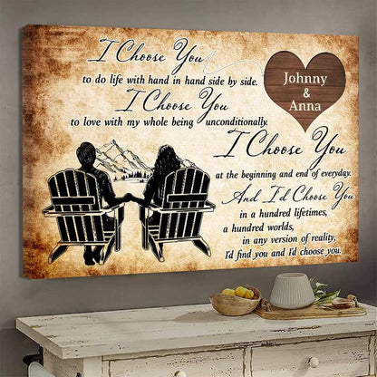 I Choose you to do life with hand in hand - Gift for a Couple - Personalized Poster / Framed Poster / Canvas / Brushed Aluminum Print