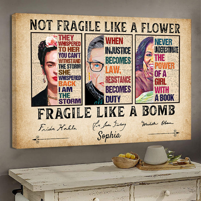 Personalized Poster / Framed Poster / Canvas For Women - Not Fragile Like a Flower