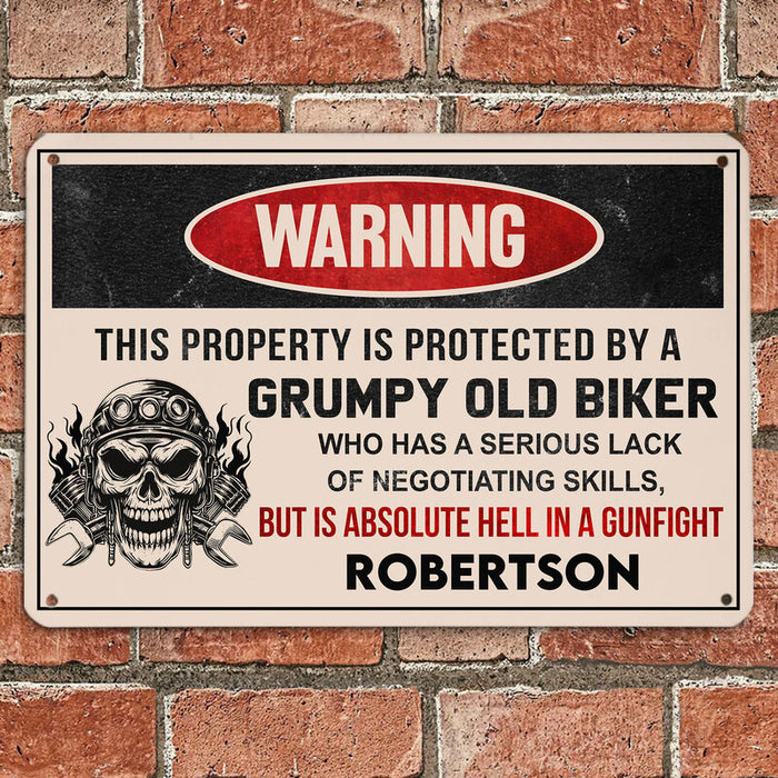 Grumpy Biker - Gift for a Biker - Personalized Custom Metal Sign