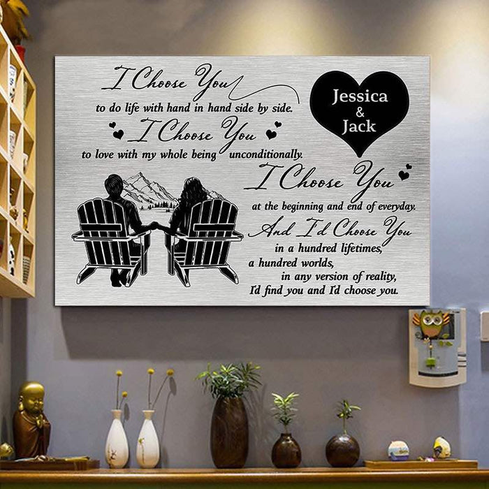 I Choose you to do life with hand in hand - Gift for a Couple - Personalized Poster / Framed Poster / Canvas / Brushed Aluminum Print